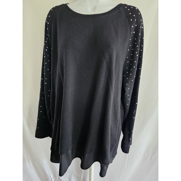 Apt 9 Sweater Womens Pull Over Size 2X Black Silver Dot Long Sleeve - Picture 1 of 11